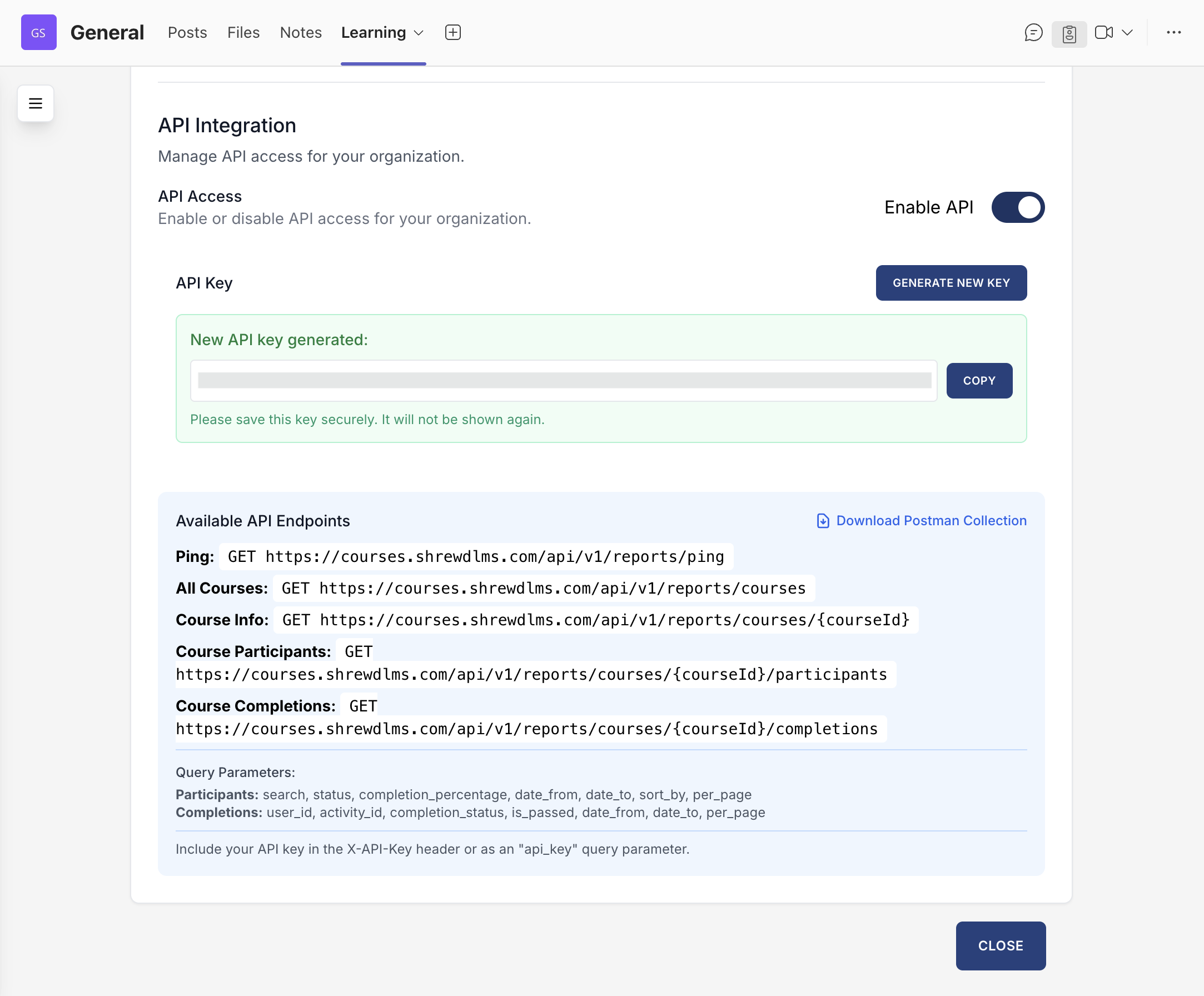 Reports API Key